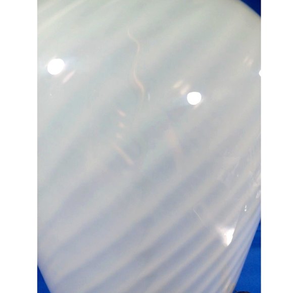 Vtg Mid-Century  Italian Murano Glass Ginger Jar Table Lamp White Swirl 1970s - Picture 4 of 7